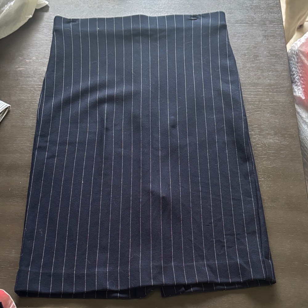 Ann Taylor Navy Pinstripe Pencil Skirt